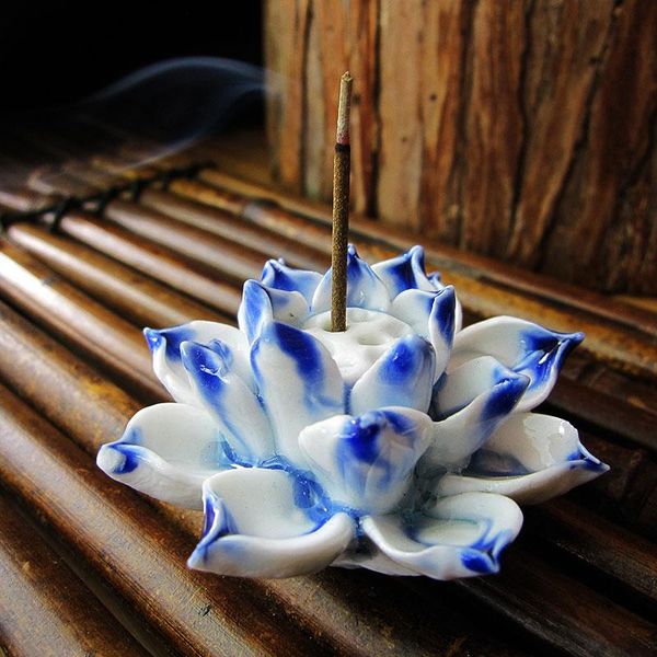

lotus incense burner holder ceramic handicraft for home- fragrance lamps