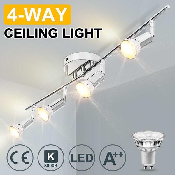 

arrival 4 heads ceiling lamp lighting angle adjustable spotlights gu10 spot lights bulb for store shop showroom