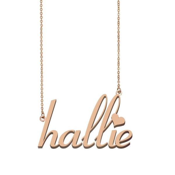 

pendant necklaces hallie name necklace , custom for women girls friends birthday wedding christmas mother days gift, Silver