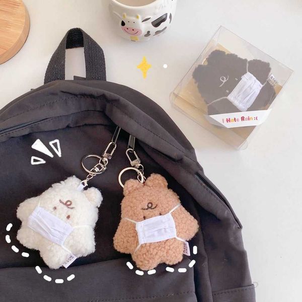 Neue Kreative Cartoon Bär Mit Maske Schlüsselbund Puppe Niedliche Tasche Anhänger Schmuck Plüsch Tier Puppe Rucksack Hängen Auto Schlüsselbund G1019