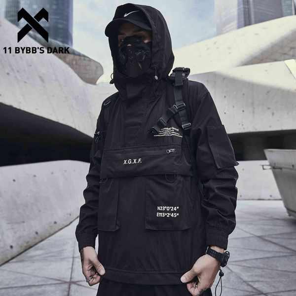 

11 bybb's dark dark cargo jackets coats streetwear tactical function pullover harajuku multi-pocket hoody windbreaker coats 211110, Black;brown