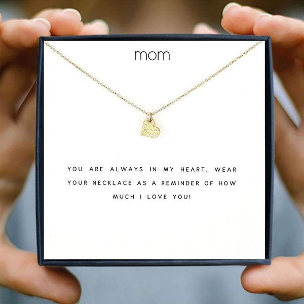 

pendant necklaces romantic golden heart necklace for mum mother's day anniversary gift greeting card in box festival accessories, Silver