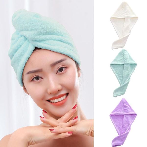 

shower caps coral fleece large towel soft hair dry hat cap quick drying x4w7