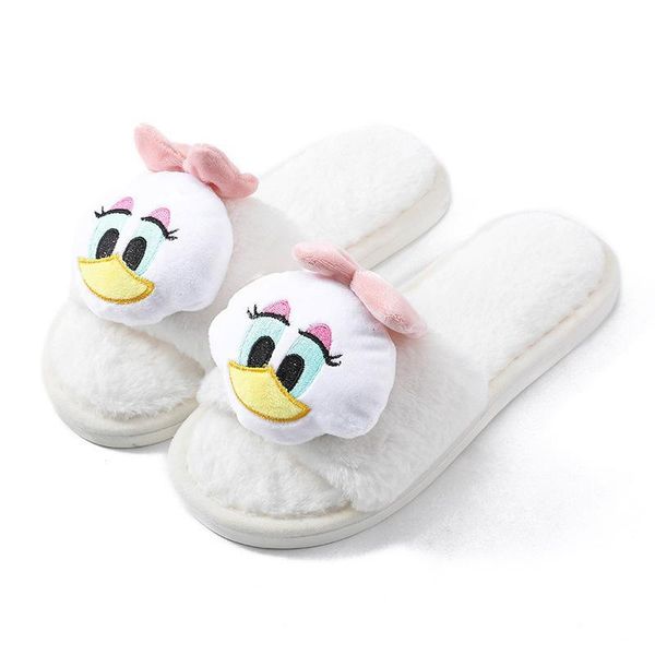 

slippers winter fashion cute cartoon solid color all-match women shoes indoor non-slip furry for cnxv, Black