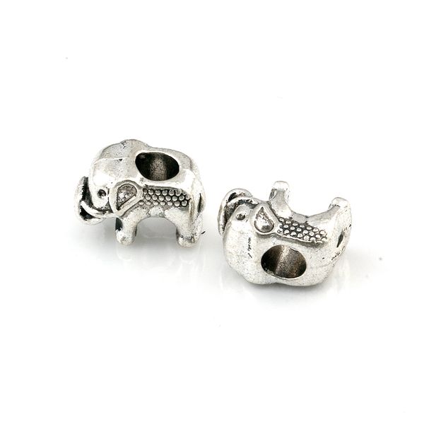 

100pcs zinc alloy elephant big hole spacers beads for jewelry making bracelet necklace diy accessories 14x9.5x8mm d-80, Bronze;silver