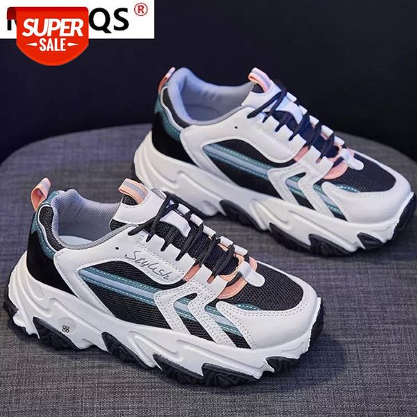 

2021 sneakers fashion spring women's shoes platform casual comfortable mesh cloth color matching lace-up #q32g