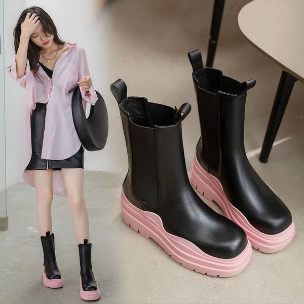 

boots single shoes women's luxury high-quality fashion genuine leather x869, Black