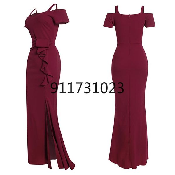 

ethnic clothing 2021 solid bodycon slim long dress african women summer hollow out split evneing party dresses elegant ladies clothes, Red