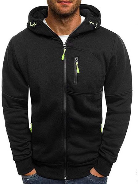 

men's jackets m-3xl autumn winter men long sleeve hooded jacket casual solid color sweatshirt with zipper pocket plus size 2021, Black;brown