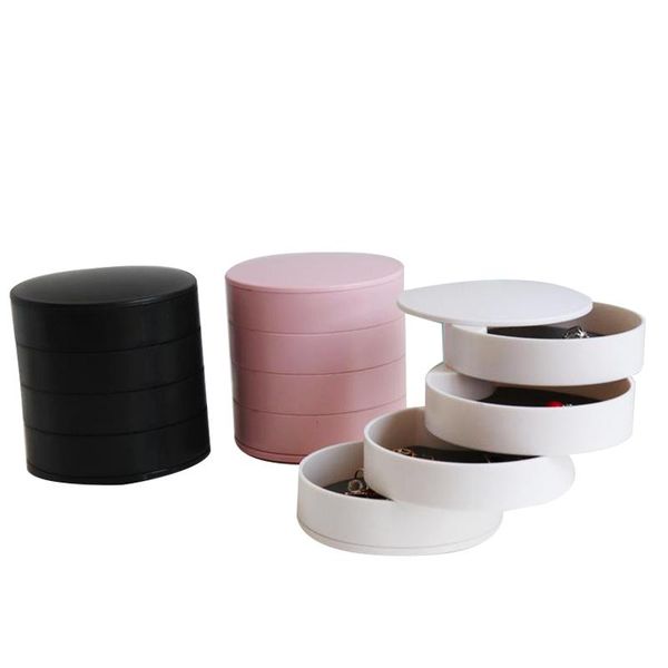 

jewelry pouches, bags 3pcs storage box earrings necklace bracelet ring rotating creative large capacity multi-layer display stand, Pink;blue