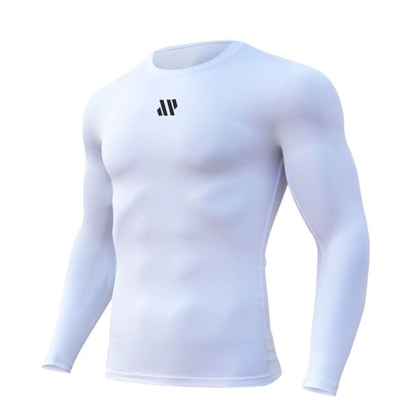 

muscle brothers autumn and winter new sports fitness fast dry tights running training trend fashion long sleeve t-shirt men, Gray