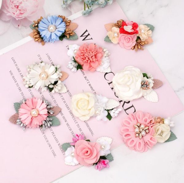 Ins Lolita Mädchen 3 Zoll Haarschmuck Stereo handgemachte Imitation Blumen Perlen Design Haarspangen Zubehör Kinder Schmuck Weihnachtsgeschenk