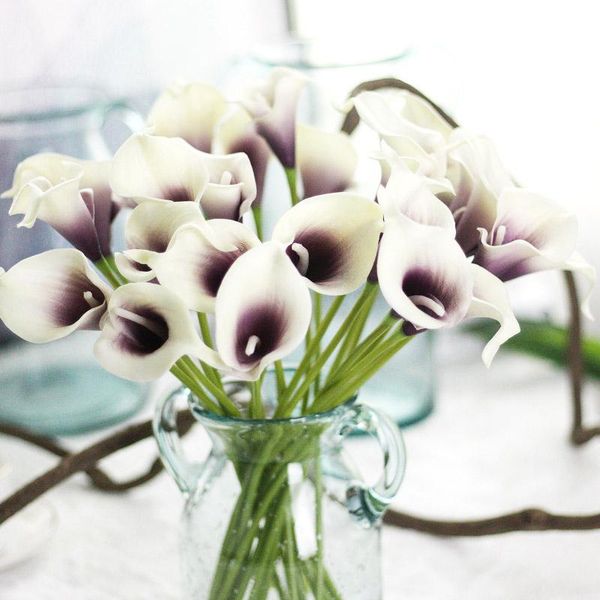 

decorative flowers & wreaths 1pcs 5.5cm pu artificial calla lily bunch fake flower bouquet table home wedding decoration fall decor