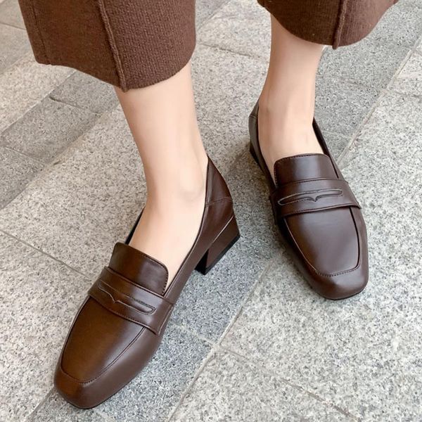 

dress shoes doratasia fashion girl shallow square heels pumps spring toe slip on women casual office autumn woman, Black