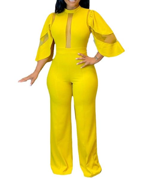 

ethnic clothing african women jumpsuits summer clothes elegant overall jumpsuit flare sleeve wide leg pants loose rompers, Red