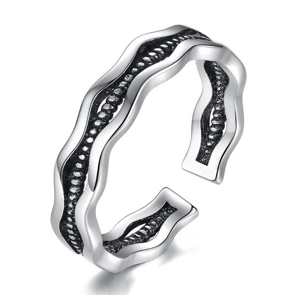 

cluster rings sell water wave 925 sterling silver ladies finger promotion jewelry for women wholesale gift open ring no fade girls, Golden;silver