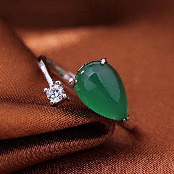 

cluster rings red trees fine jewelry adjustable size 925 sterling silver engagement for women green gemstone jade ring drop, Golden;silver