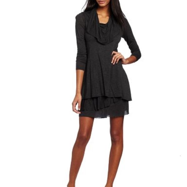 

casual dresses kensie women's long-sleeve sheer dress w0oc, Black;gray