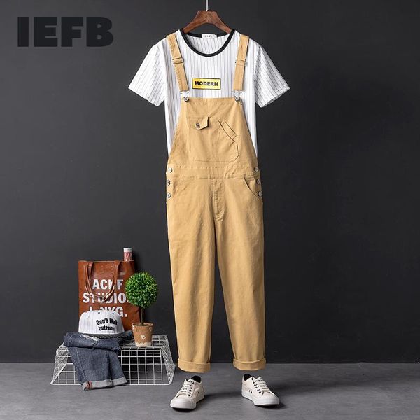 

men's pants iefb american and women's candy color casual overalls khaki orange black causal anklen length jumpsuit 2021 9y8171