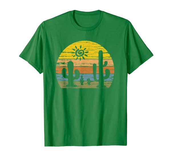 

retro distressed desert cactus sunset southwestern t-shirt, White;black