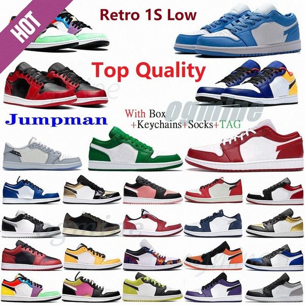 

[with box] low 1 1s men basketball shoes varsity red paris shadow unc chicago tropical brown outdoor sports sneakers mens trainers air aj1 j