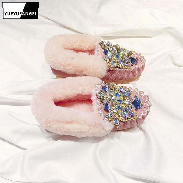 

pure handmade customization womens genuine leather snow boots round toe slip-on winter warm natural cowhide flat ankle boot, Black