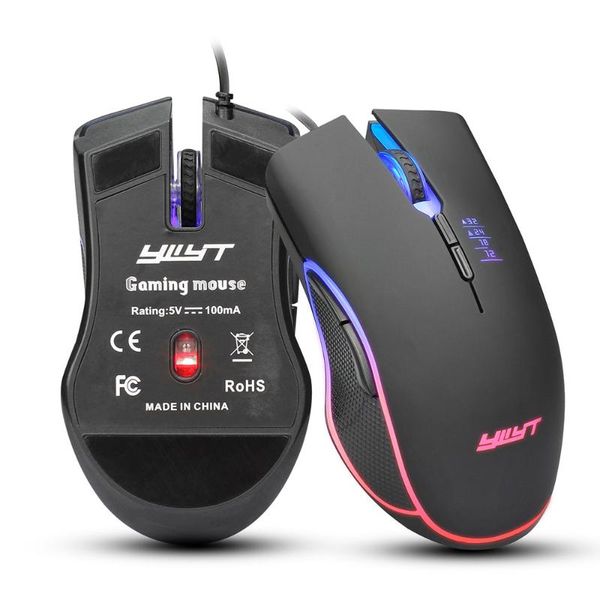 

mice ywyt g853 usb wired mouse gaming 3200dpi 7 buttons optical ergonomic with 4-color breathing light