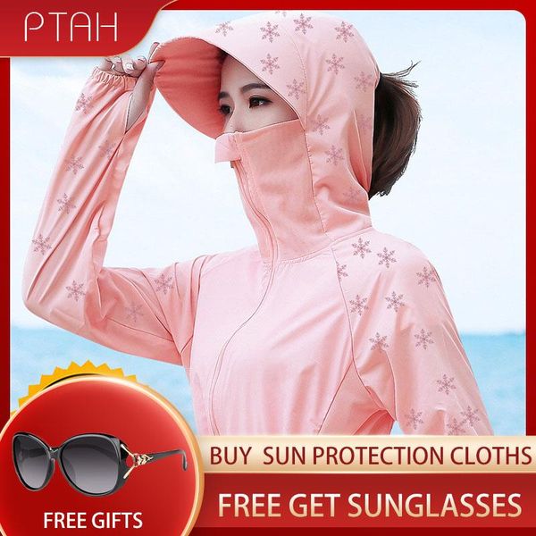 

women's jackets [ptah] fashion upf 50+ sun protection clothes women zip up hoodie long sleeve running hiking jacket outdoor performance, Black;brown