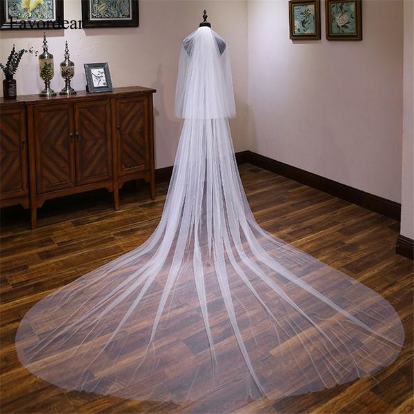 

bridal veils favordear 4m cut-edge cathedral wedding long velos de noiva 2 layer white/ivory veil with comb accessories, Black