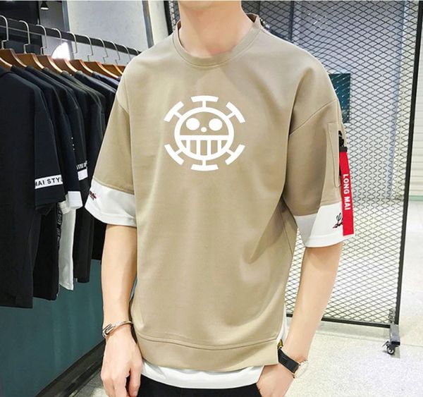 

men's t-shirts anime one piece t shirt casual summer men short sleeves teenagers custom printed tee, White;black