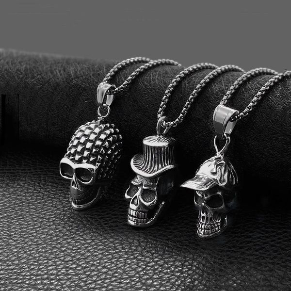 

fashionable titanium steel skull pendant hip hop necklace men and women accessories necklaces, Silver
