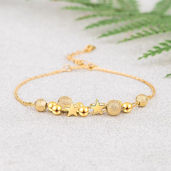 

charm bracelets korean beads stars charms bracelet fashion fine silver plated for women & bangles jewelry femme o1921, Golden;silver