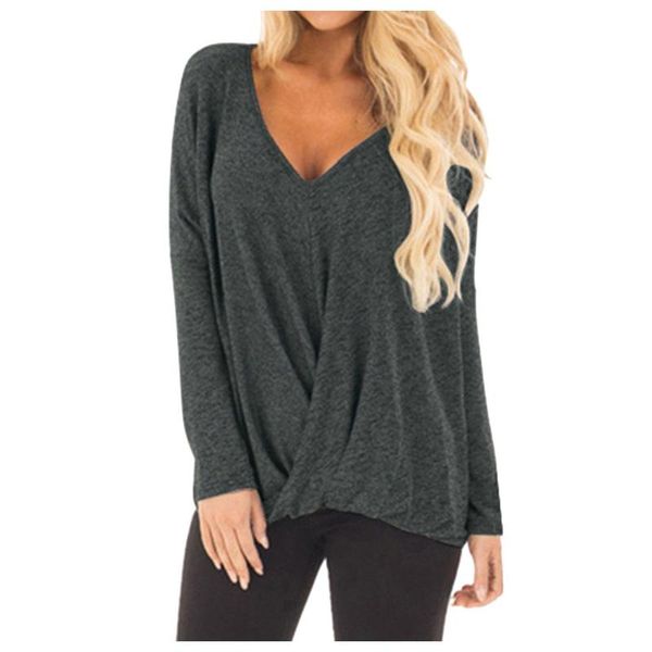 

women's blouses & shirts loose cotton blusas fashion solid color v-neck long sleeve irregular blouse chemise femme vetement 2021, White