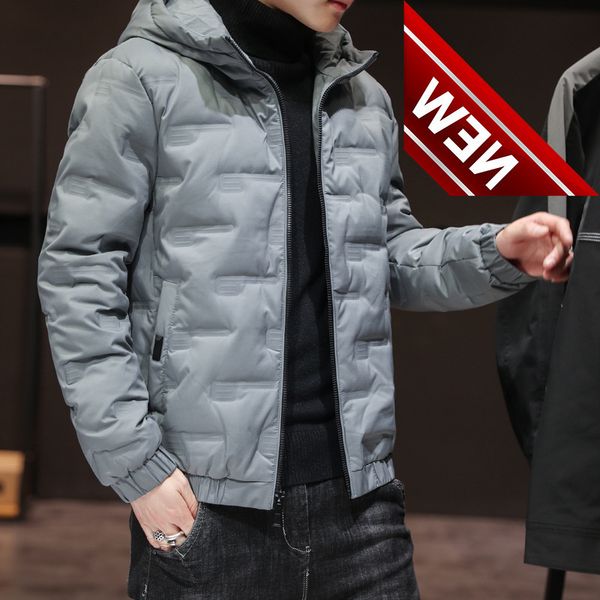 

men's clothing jacket for the winter of 2021, new trendy brand down cotton , warm quilted, Black