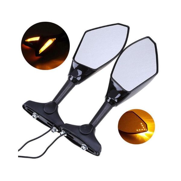 

motorcycle mirrors universal led rear view turn signal indicator rearview mirror with light warning accessories