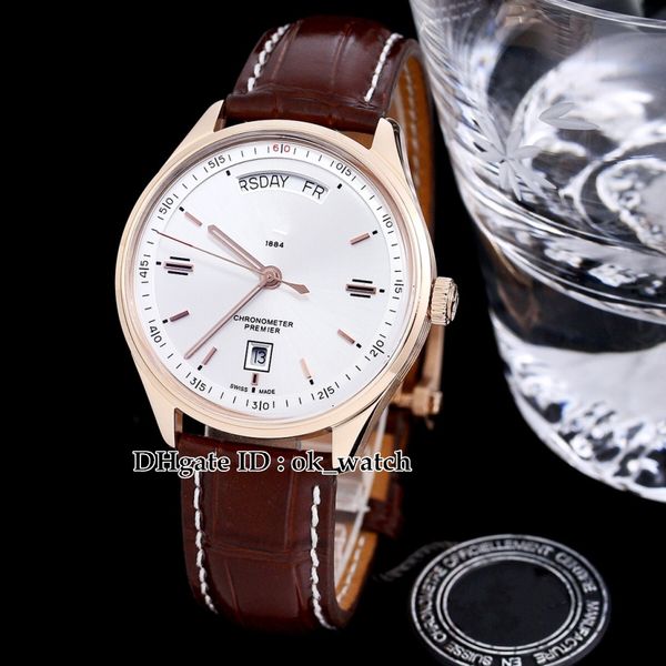 

premier week date a45340211g1p2 cal45 automatic mens watch rose gold case gents popular watches sport watches leather strap 5 colors, Slivery;brown