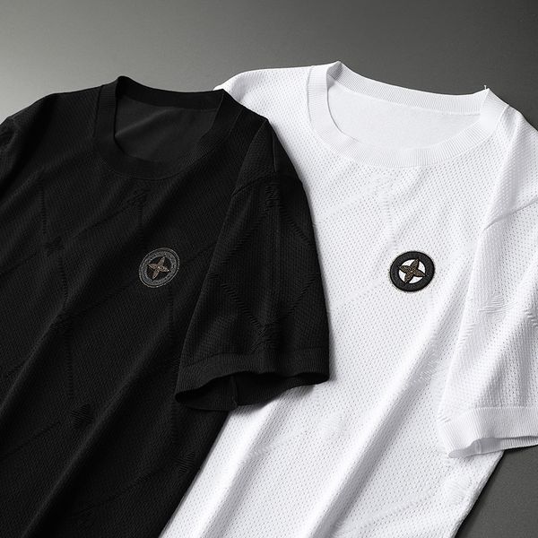 

fashion t shirts men's short sleeve crew neck 2021 summer high end 16 pin hollow out elite thin 22, White;black