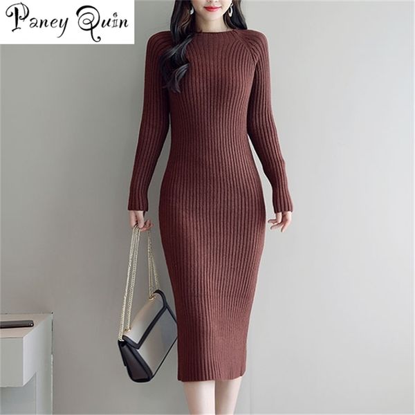 

sweater knitted long winter woman cardigan bodycon ol basic elegant women sweaters dresses vestido, Black;gray