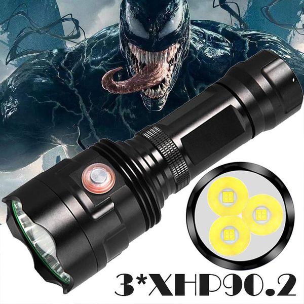 

flashlights torches contain 3pcs xhp90.2 lamp beads most powerful xhp50 tactical torch usb rechargeable waterproof use 26650 batt