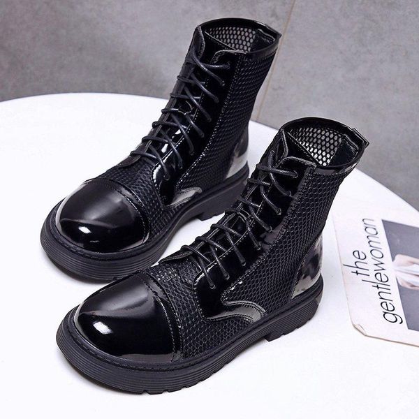 

sandals boots women's fashion lace-up thick-soled all-match breathable mesh for women students, Black