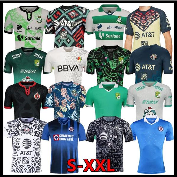 

cruz azul liga mx 21 22 club america soccer jerseys 2021 2022 santos laguna leon xolos de tijuana camisas de third football shirt special pr, Black