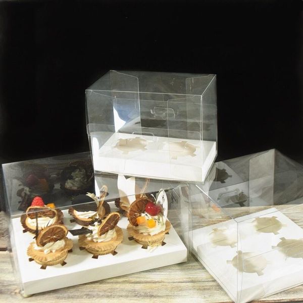 

gift wrap 10pcs 2/4/6 holes transparent cupcake packing box muffin pastry plastic cake chocolate packaging baking decoration