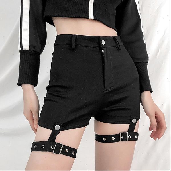 

fashion high waist vintage womens short slim slit quality black summer, White;black