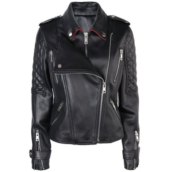

women's leather & faux yoloagain women genuine jacket ladies motorcycle black