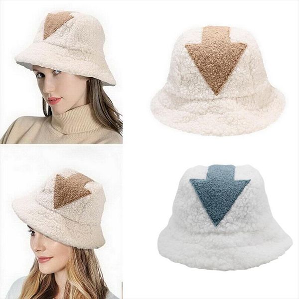 

appa bucket hat fur arrow symbol printed fishing warm plush for women cow fashion caps winter hats flat soft, Blue;gray