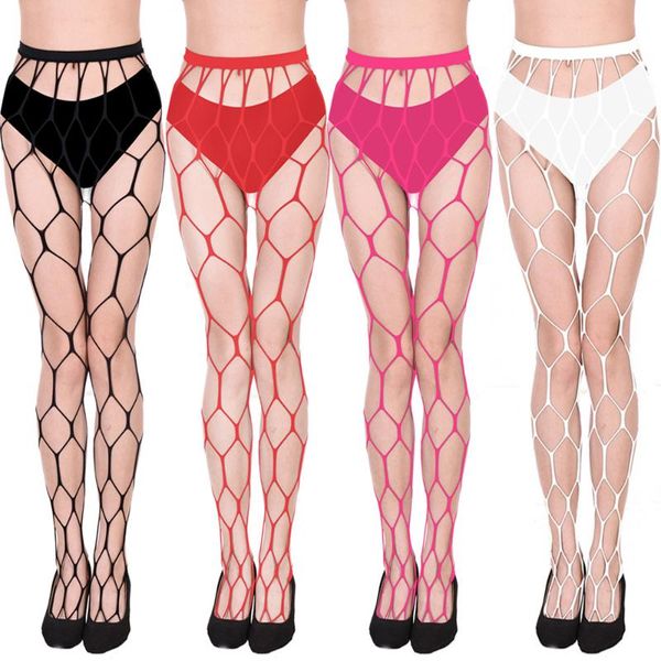 

wide-brimmed pantyhose net stockings perspective hollow hole fishnet women fish socks & hosiery, Black;white