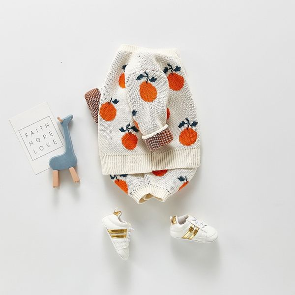 

clothing sets spring baby girl 2-pcs bodysuit +open stitch sweater cartoon orange jumpsuit fashion outwear born clothes e05 65ib, White
