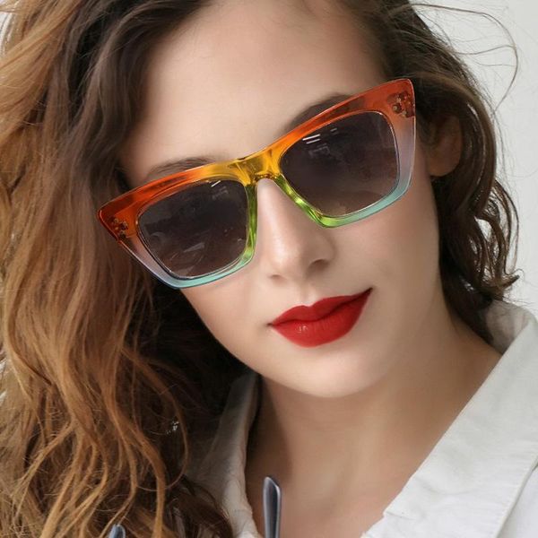 

outdoor eyewear 2021 brand sunglasses square glasses personalized cat eyes colorful trend versatile uv400 gafas shades