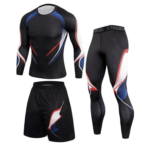 

men's tracksuits compression running set tight legging shirt pant long sleeves clothing tracksuit suit man winter sports thermal underw, Gray