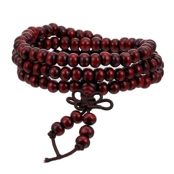 

beaded, strands 6mm natural sandalwood buddhist buddha meditation wood prayer bead mala bracelet bangles women men jewelry 108 beads bijoux, Black